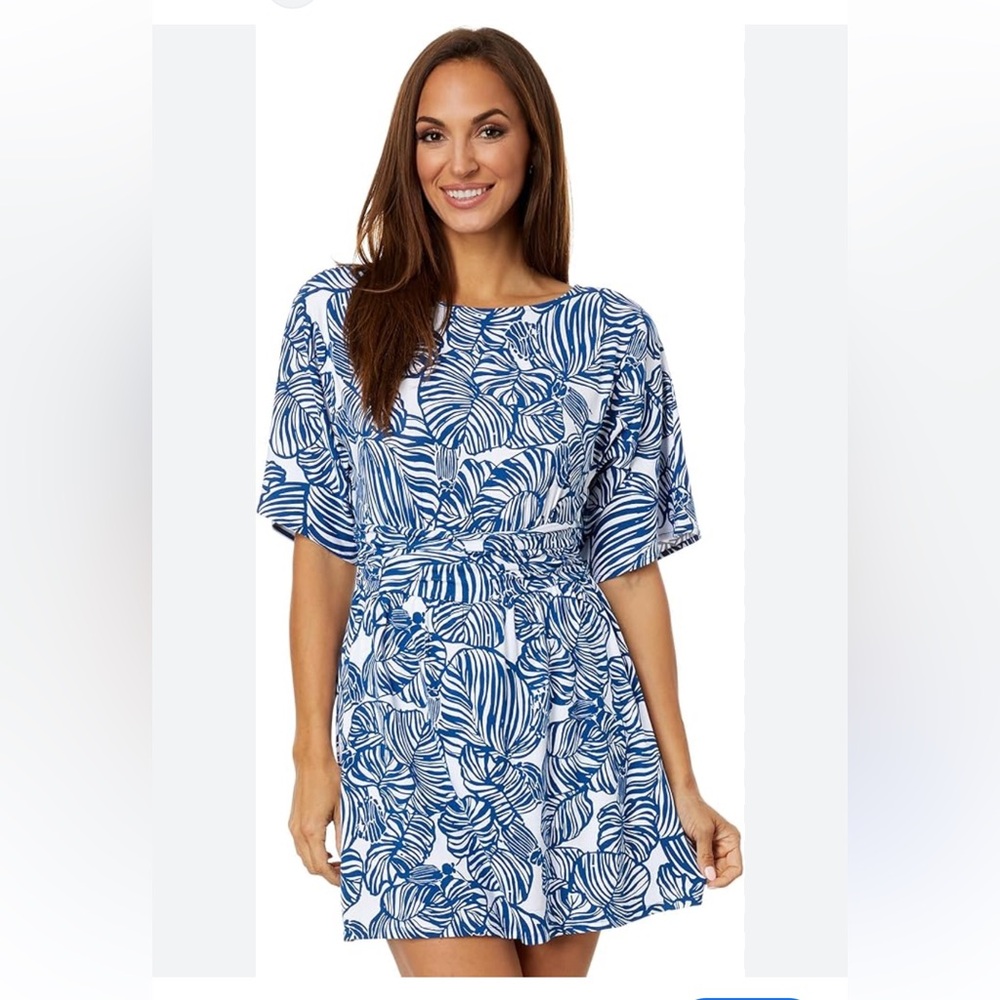 Lilly Pulitzer Parigi Boat Neck Romper in Agean Navy Beach Path